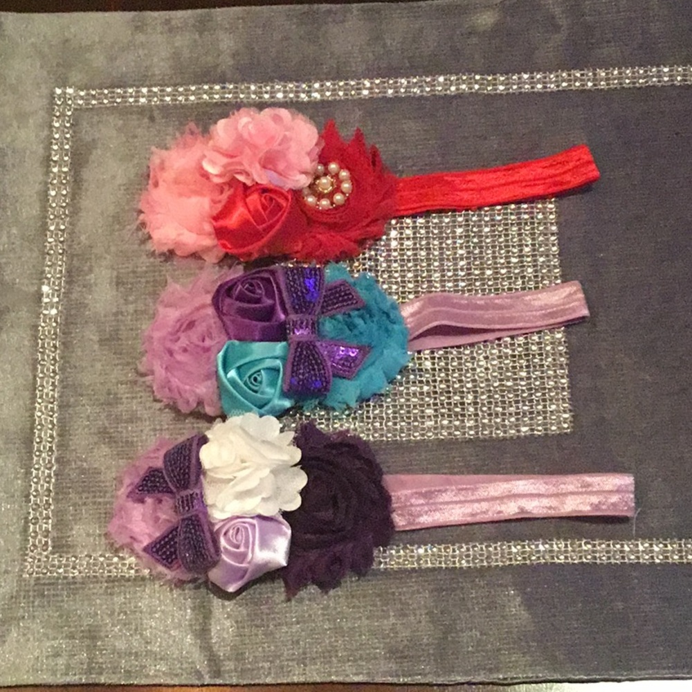 Bundle of 3 baby girls elastic headbands
